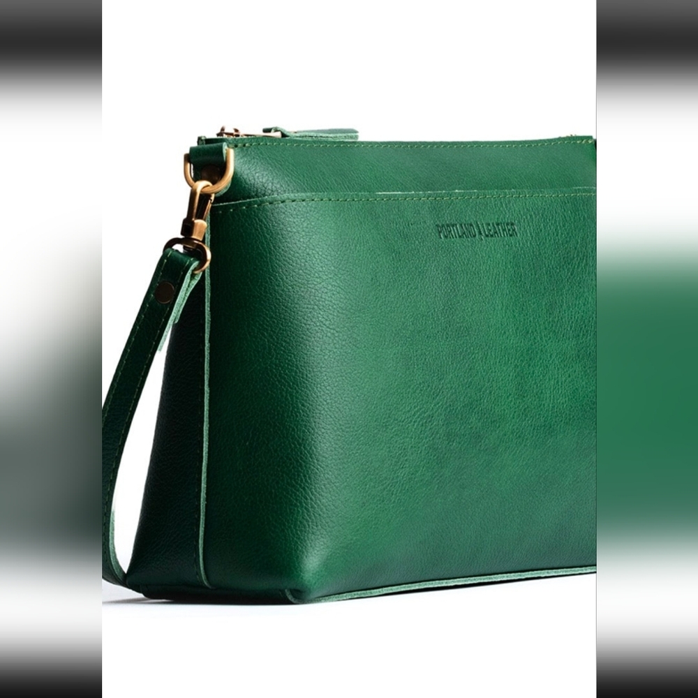 Portland Leather Goods Large Poppy Crossbody Bacalar Green - Picture 4 of 16